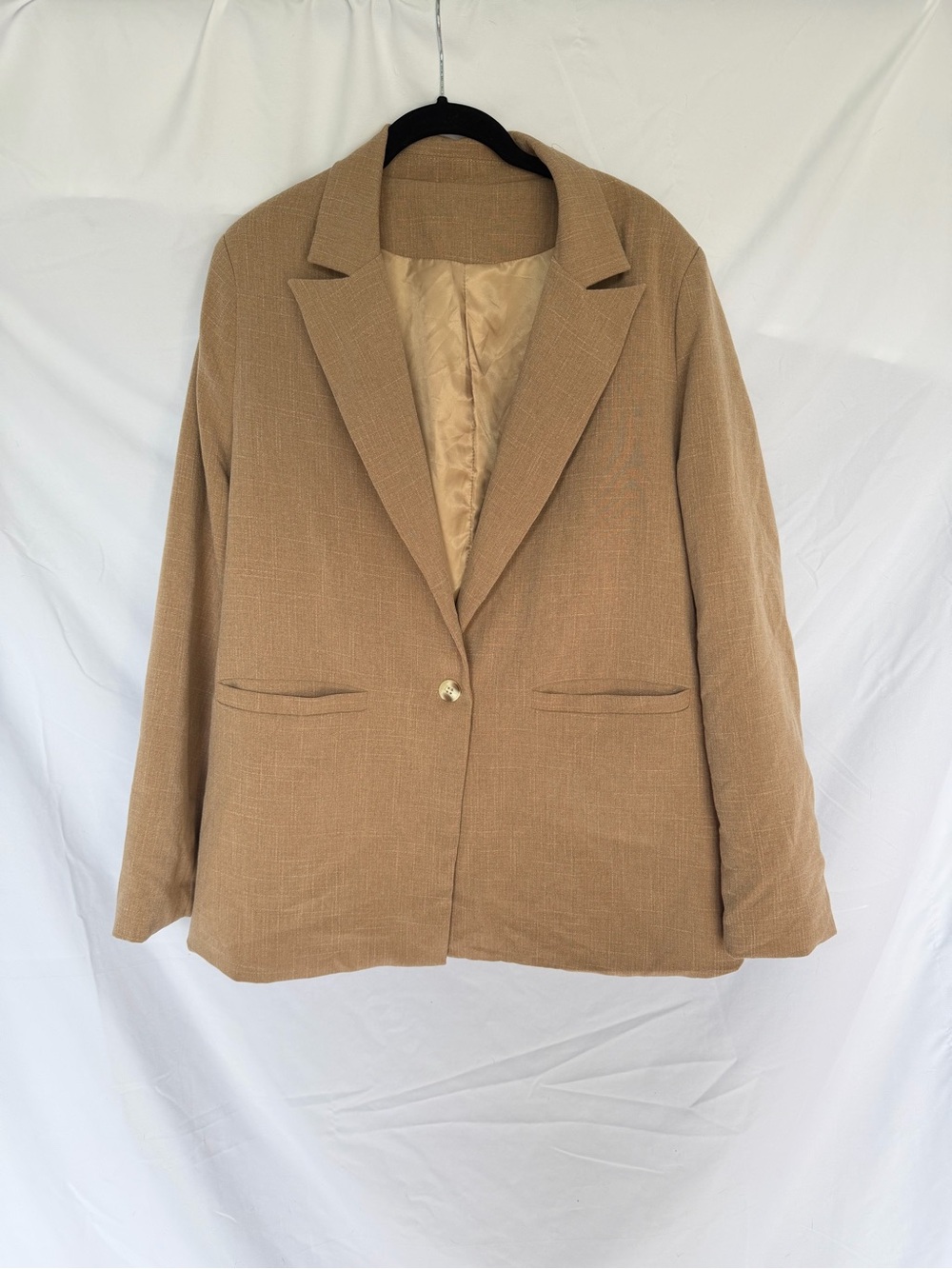 Women's Tan Single-Button Notch Lapel Blazer